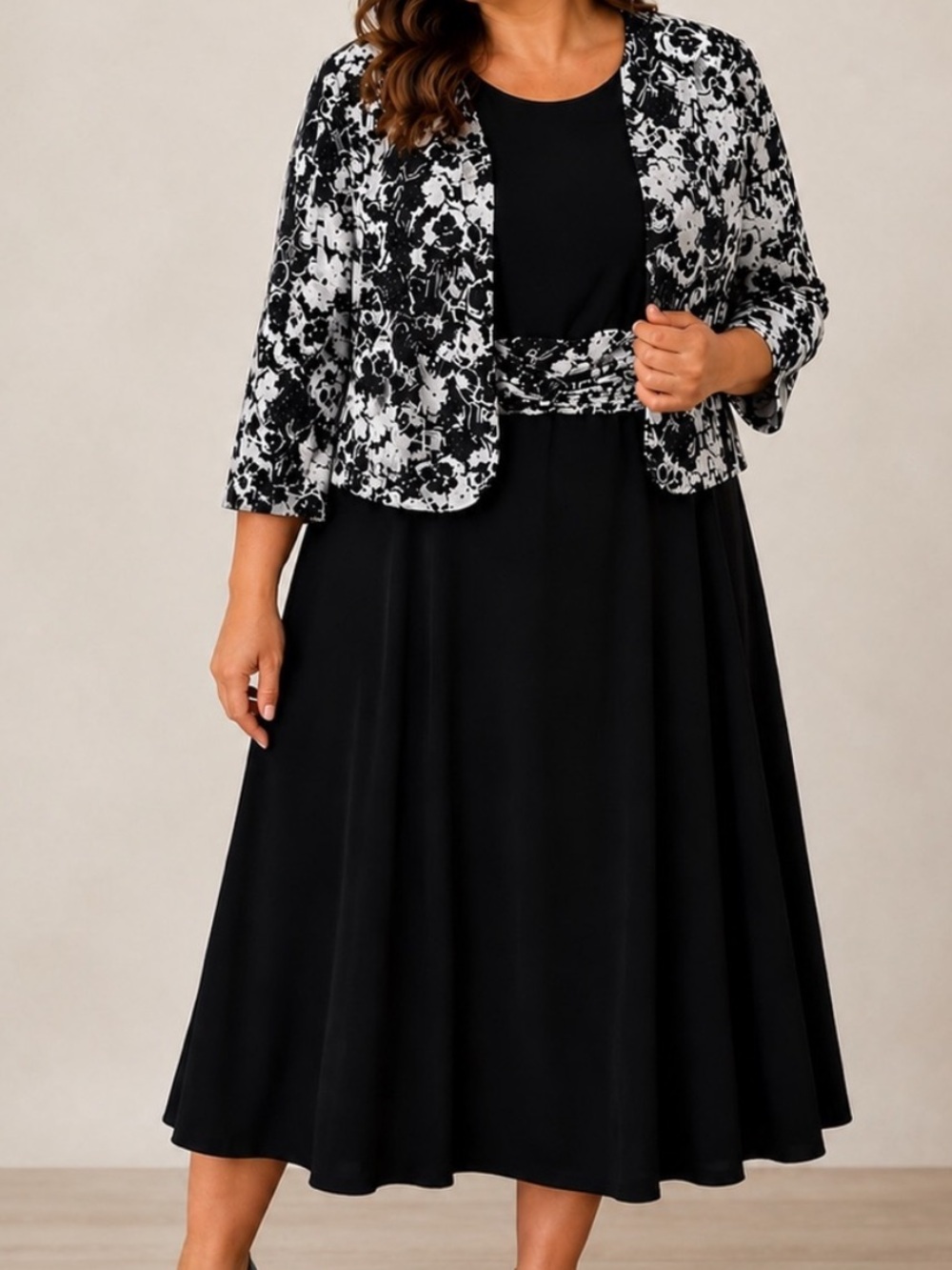 Jessica Howard Womens Midi Floral Jacket Dress
14W